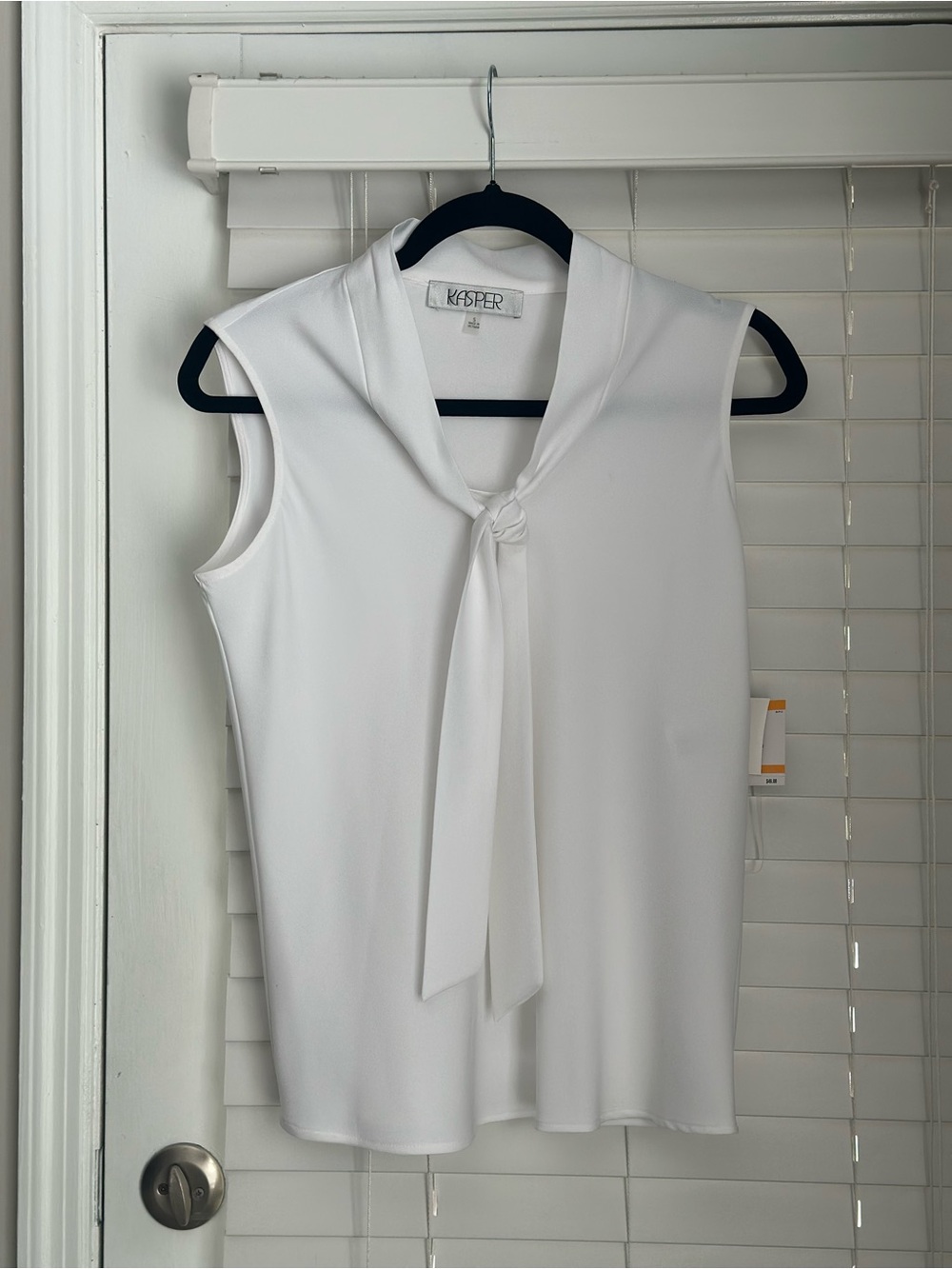 Kasper White Sleeveless Knot-Neck Camisole